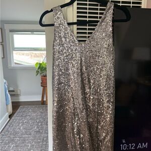 Forever 21 Silver Sequin Backless Dress